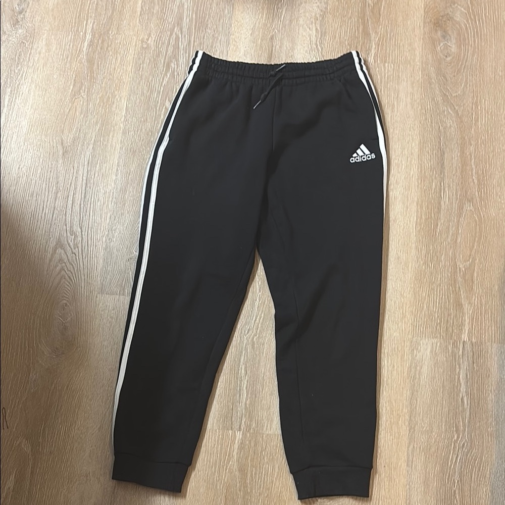 Adidas Black Sweatpants with Signature Stripes